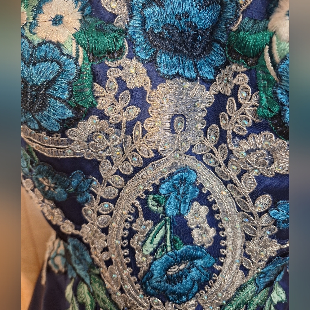 Blondie Nites Blue Embellished A-line Dress for Prom - Picture 10 of 12